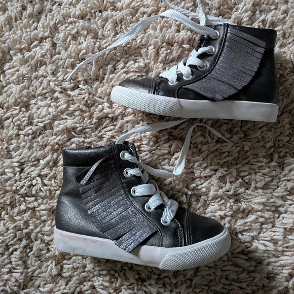 Girls High-Top Sneakers - Grey/Silver and White - Picture 2 of 4